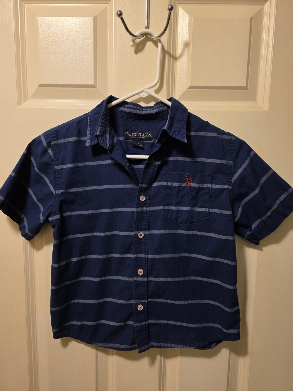 U.S. Polo Assn. Navy Short-Sleeve Striped Button-Down Shirt